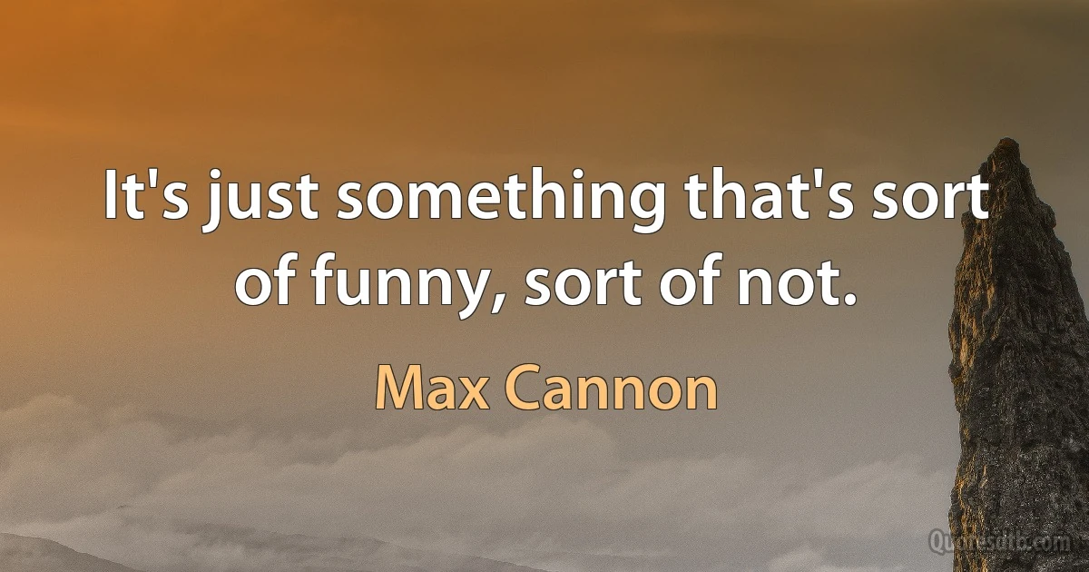 It's just something that's sort of funny, sort of not. (Max Cannon)