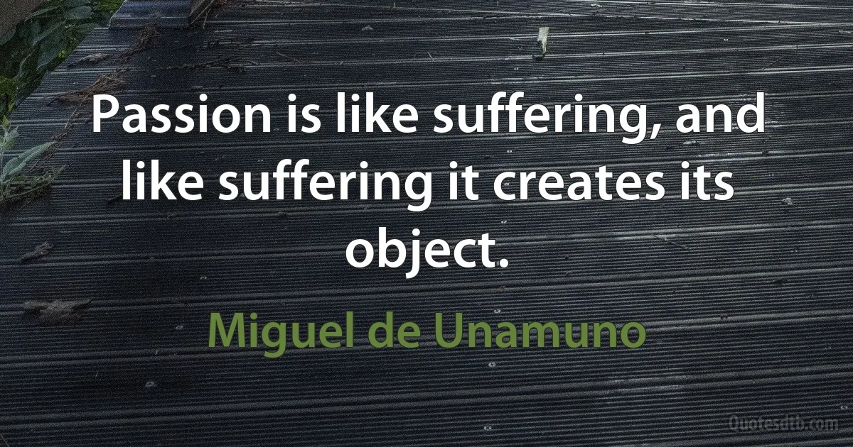 Passion is like suffering, and like suffering it creates its object. (Miguel de Unamuno)