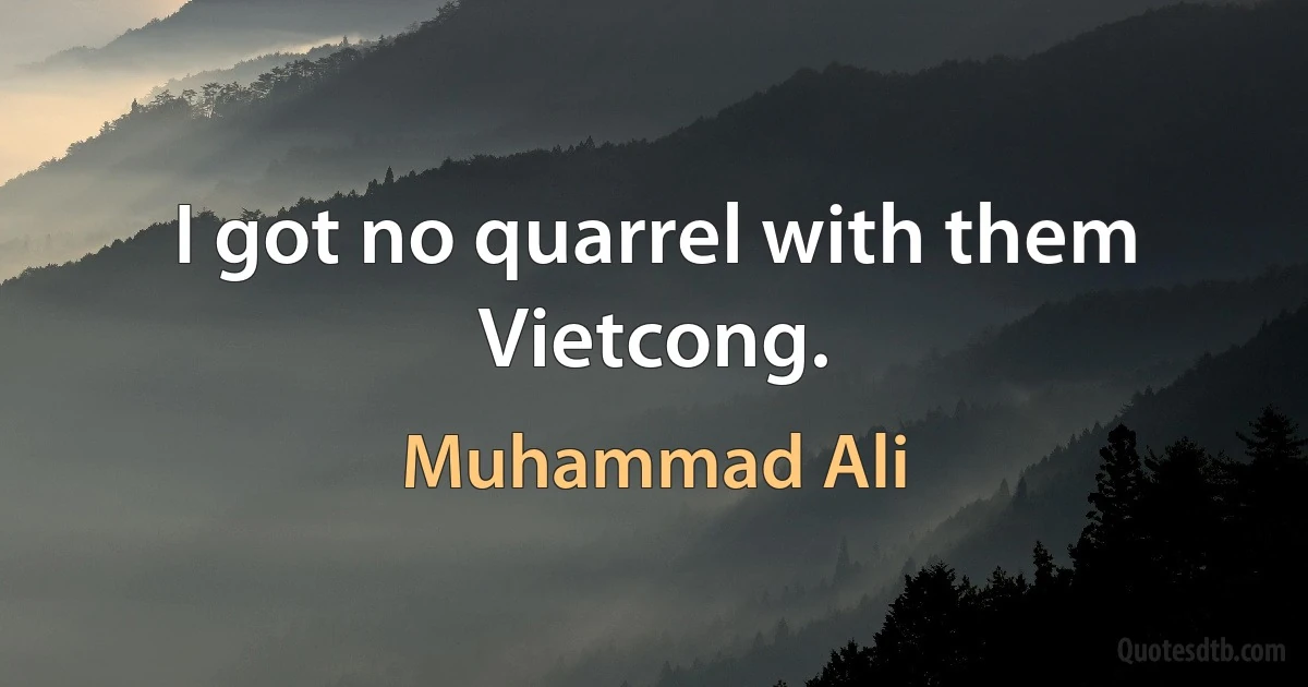 I got no quarrel with them Vietcong. (Muhammad Ali)