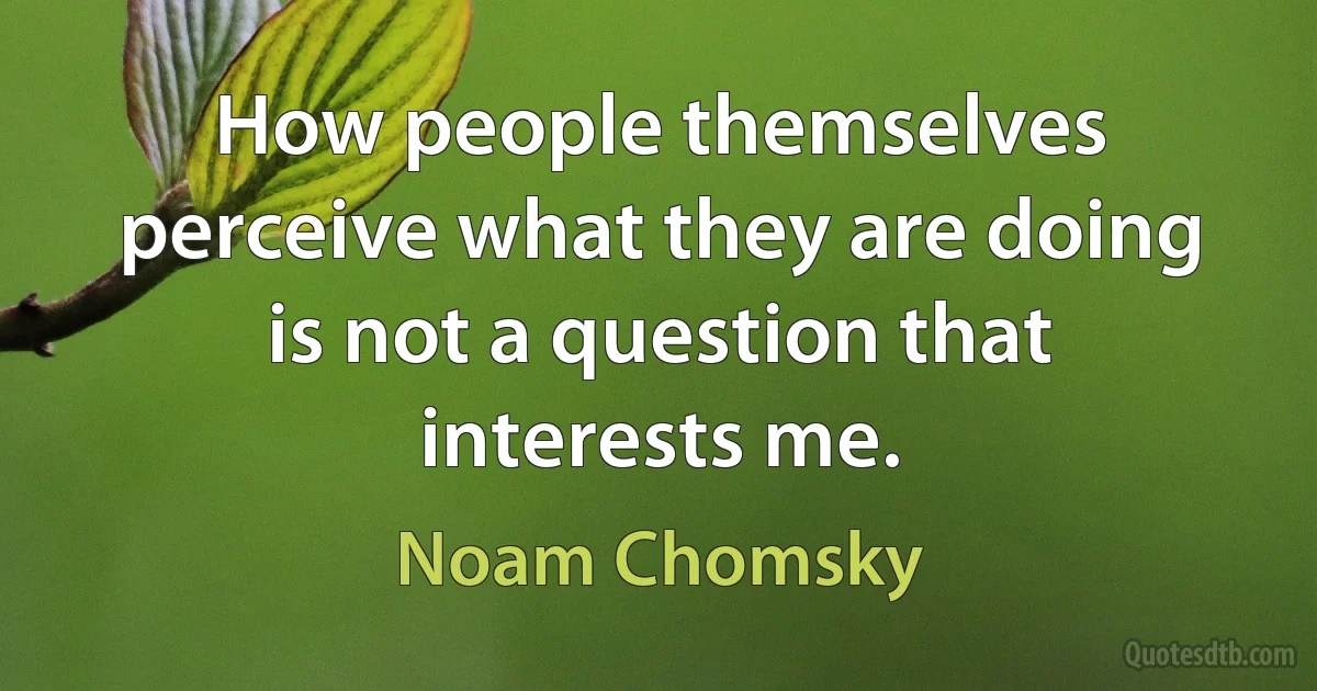 How people themselves perceive what they are doing is not a question that interests me. (Noam Chomsky)