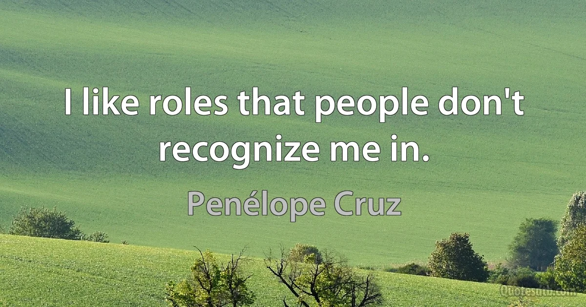 I like roles that people don't recognize me in. (Penélope Cruz)