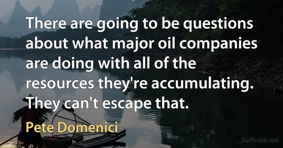 There are going to be questions about what major oil companies are doing with all of the resources they're accumulating. They can't escape that. (Pete Domenici)