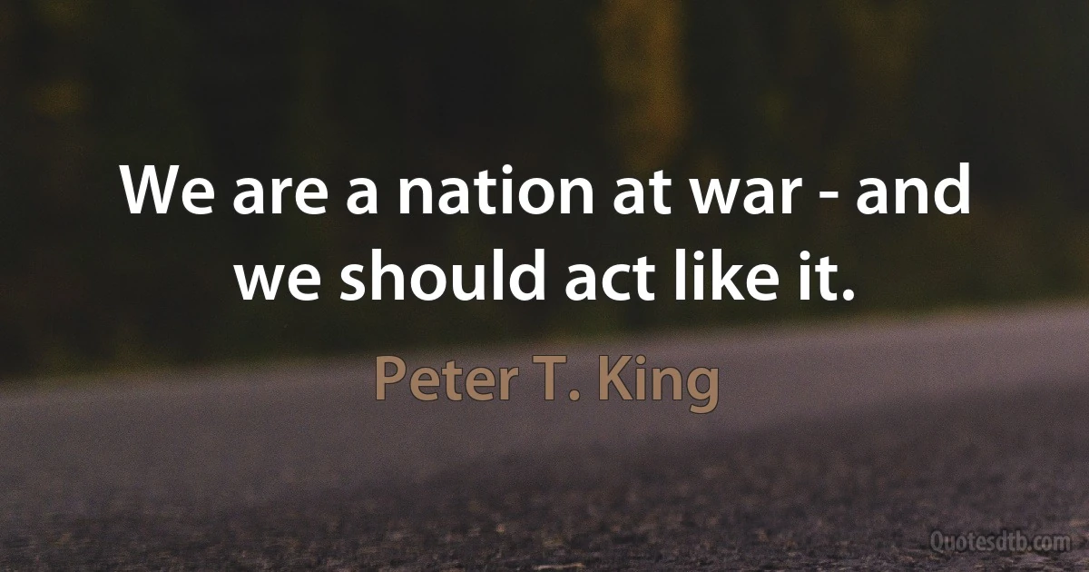 We are a nation at war - and we should act like it. (Peter T. King)