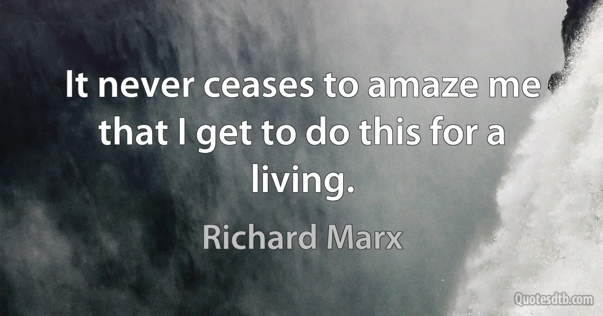 It never ceases to amaze me that I get to do this for a living. (Richard Marx)