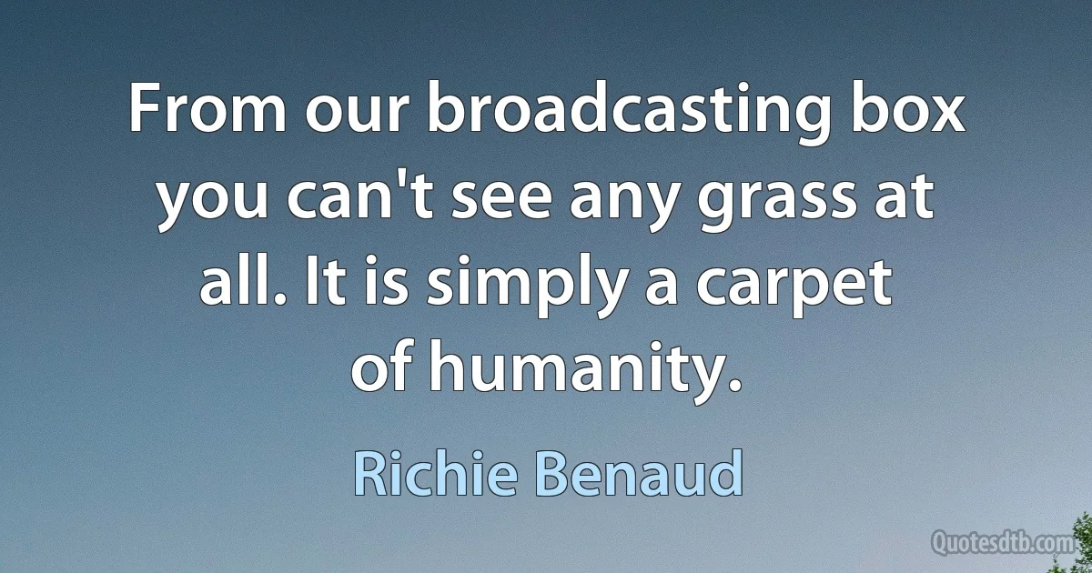 From our broadcasting box you can't see any grass at all. It is simply a carpet of humanity. (Richie Benaud)