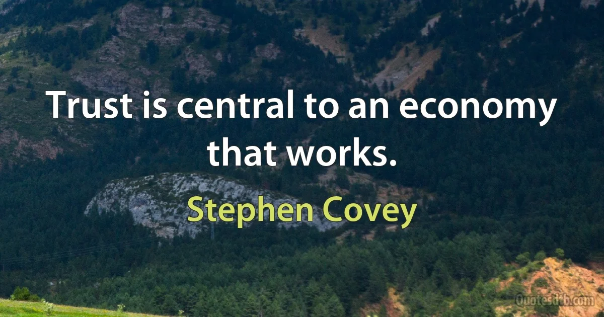 Trust is central to an economy that works. (Stephen Covey)