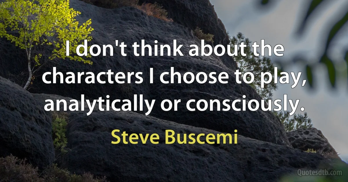 I don't think about the characters I choose to play, analytically or consciously. (Steve Buscemi)