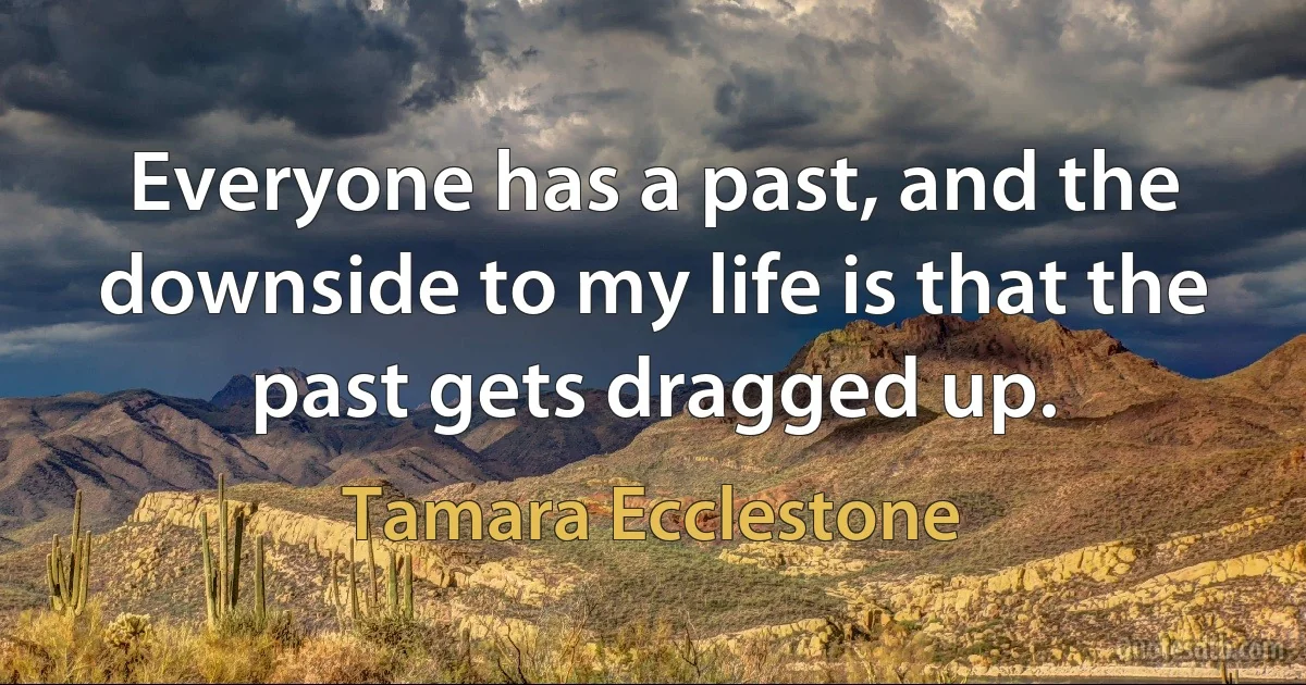 Everyone has a past, and the downside to my life is that the past gets dragged up. (Tamara Ecclestone)