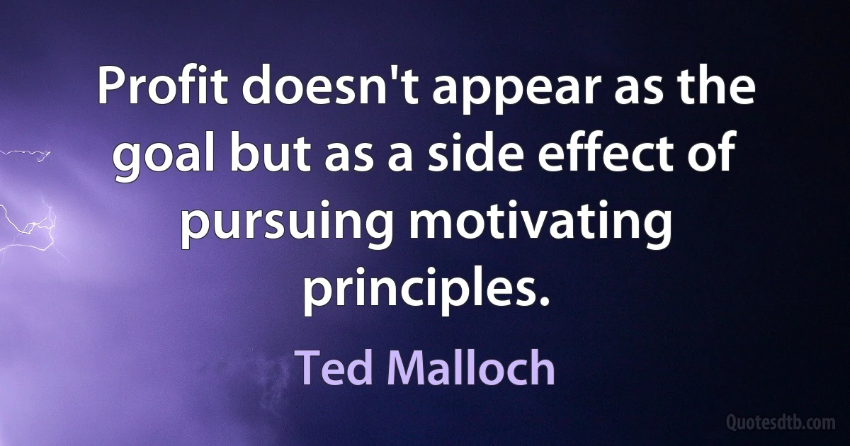 Profit doesn't appear as the goal but as a side effect of pursuing motivating principles. (Ted Malloch)