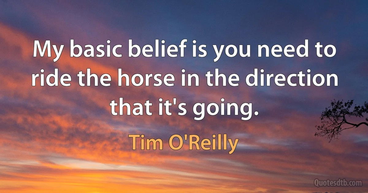 My basic belief is you need to ride the horse in the direction that it's going. (Tim O'Reilly)