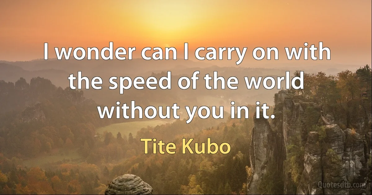 I wonder can I carry on with the speed of the world without you in it. (Tite Kubo)