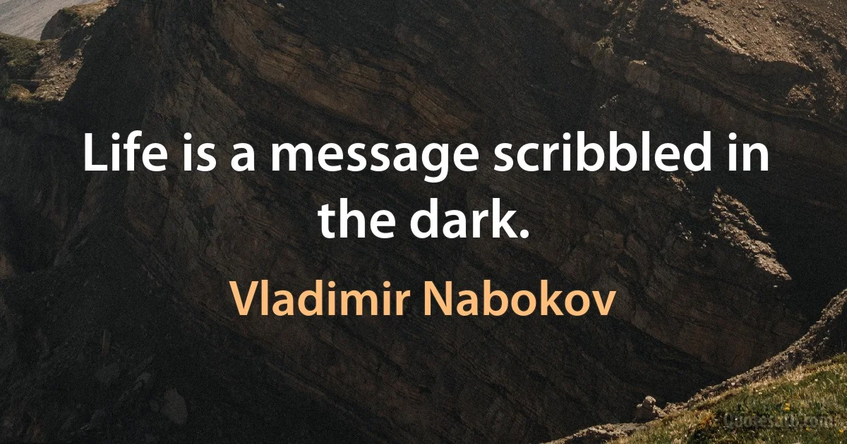 Life is a message scribbled in the dark. (Vladimir Nabokov)