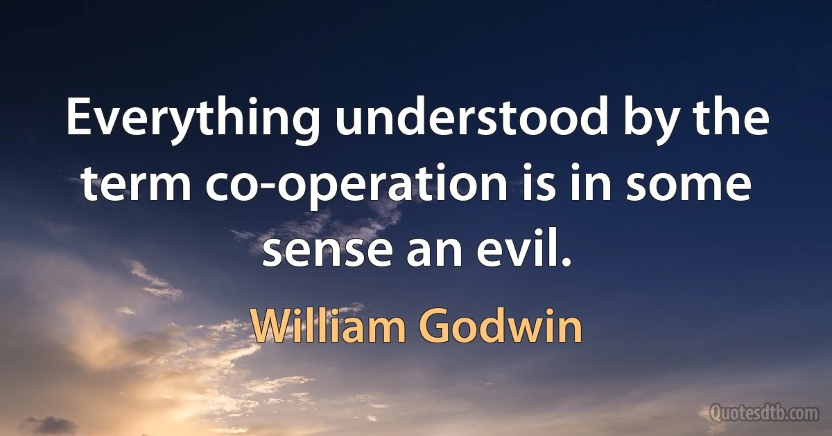 Everything understood by the term co-operation is in some sense an evil. (William Godwin)