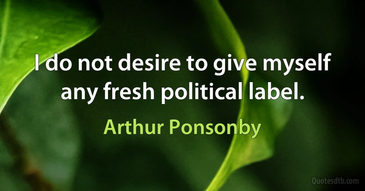 I do not desire to give myself any fresh political label. (Arthur Ponsonby)