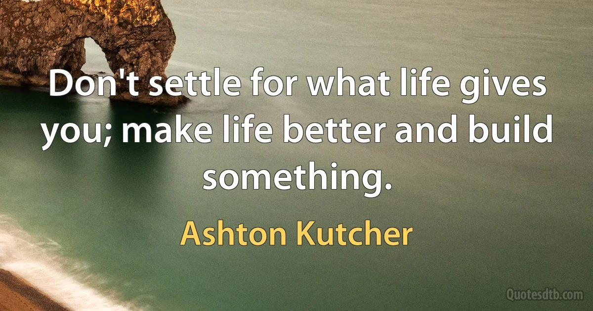 Don't settle for what life gives you; make life better and build something. (Ashton Kutcher)