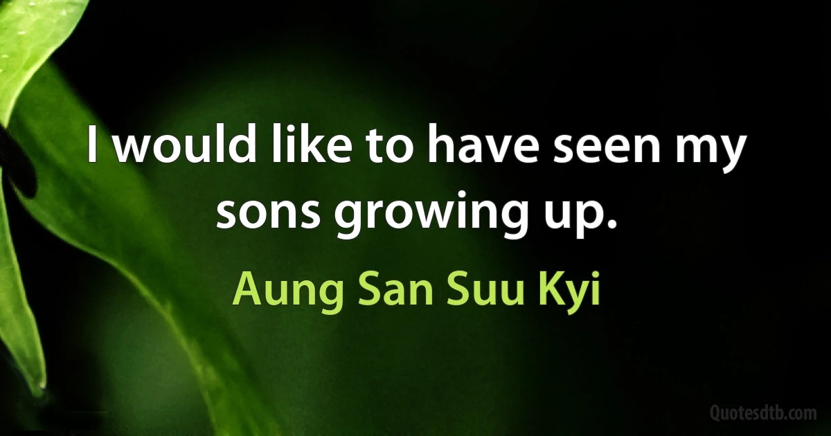 I would like to have seen my sons growing up. (Aung San Suu Kyi)