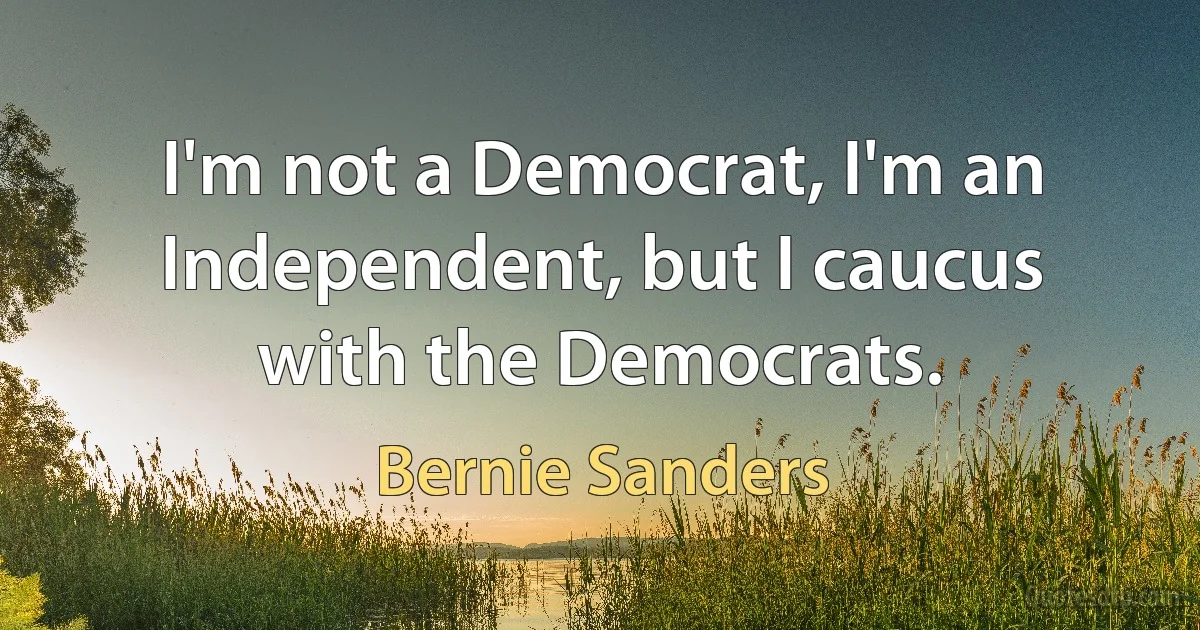 I'm not a Democrat, I'm an Independent, but I caucus with the Democrats. (Bernie Sanders)