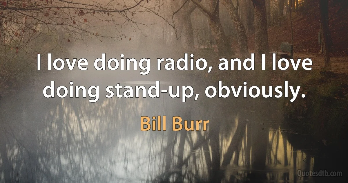 I love doing radio, and I love doing stand-up, obviously. (Bill Burr)