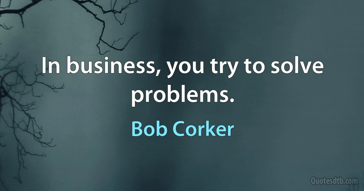 In business, you try to solve problems. (Bob Corker)