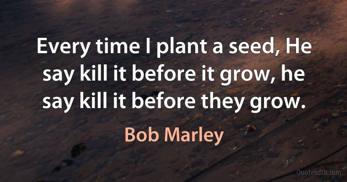 Every time I plant a seed, He say kill it before it grow, he say kill it before they grow. (Bob Marley)