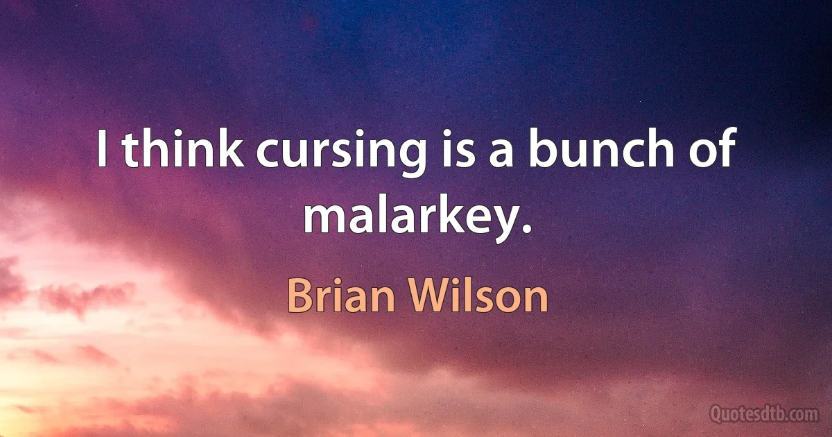 I think cursing is a bunch of malarkey. (Brian Wilson)