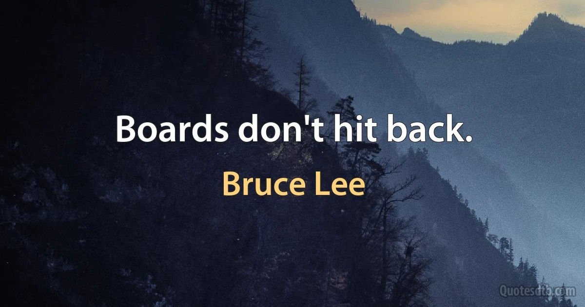 Boards don't hit back. (Bruce Lee)