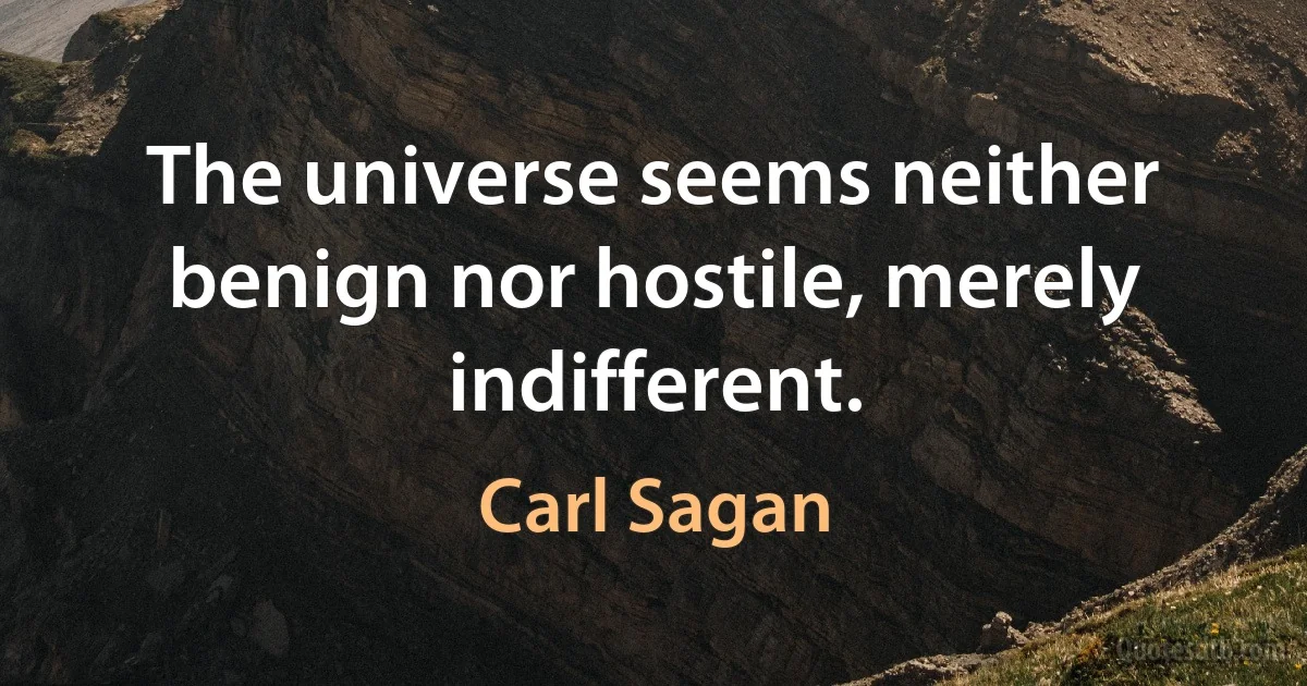 The universe seems neither benign nor hostile, merely indifferent. (Carl Sagan)