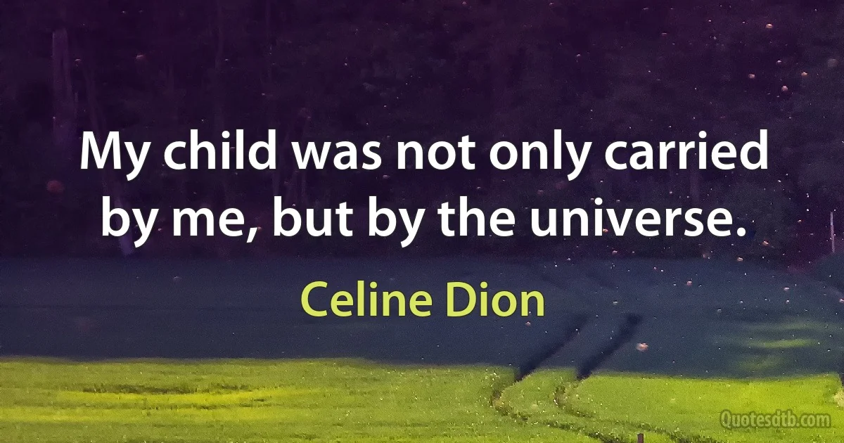 My child was not only carried by me, but by the universe. (Celine Dion)