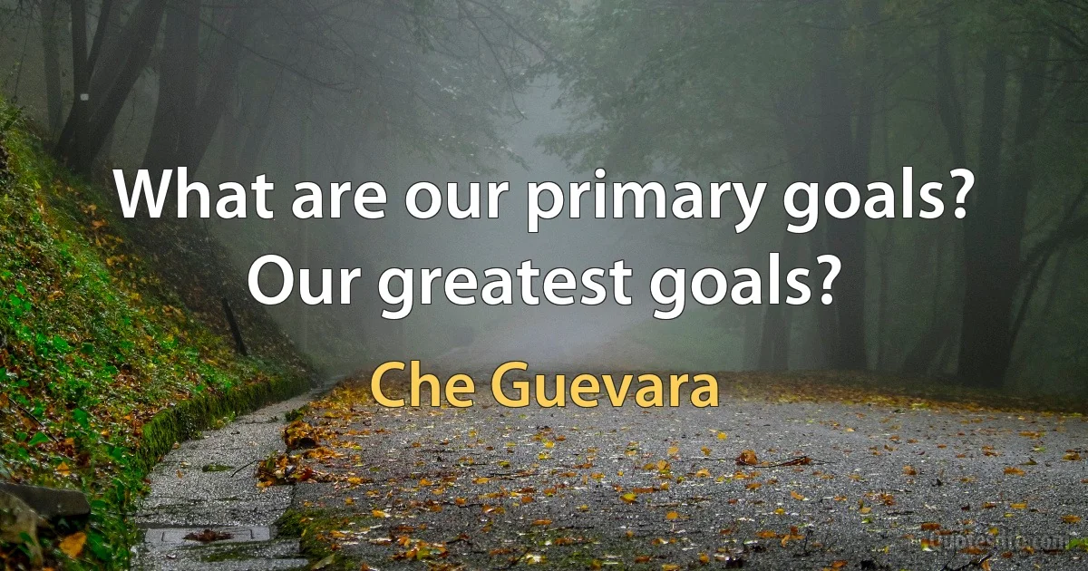 What are our primary goals? Our greatest goals? (Che Guevara)