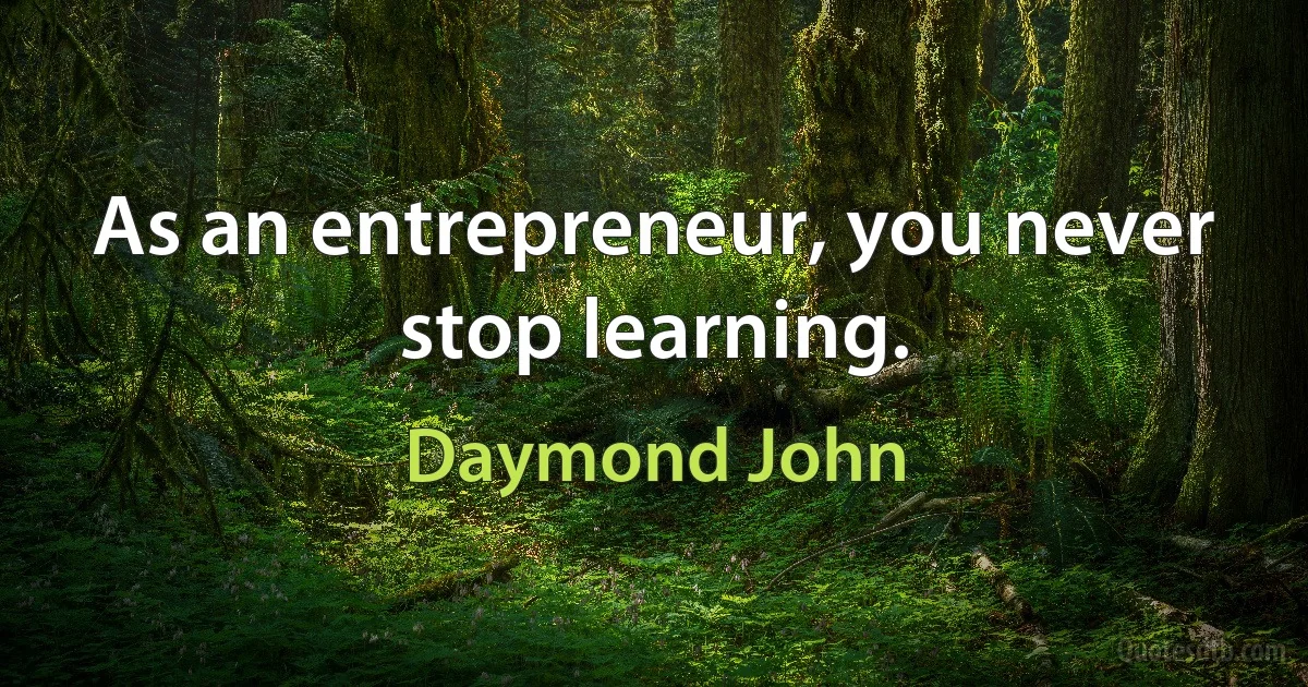 As an entrepreneur, you never stop learning. (Daymond John)