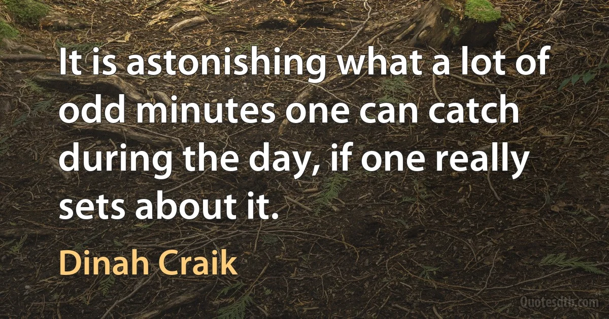 It is astonishing what a lot of odd minutes one can catch during the day, if one really sets about it. (Dinah Craik)