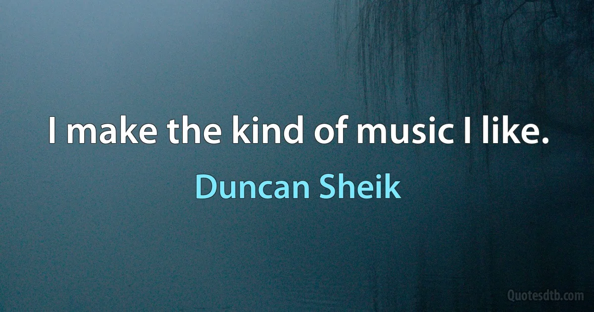 I make the kind of music I like. (Duncan Sheik)