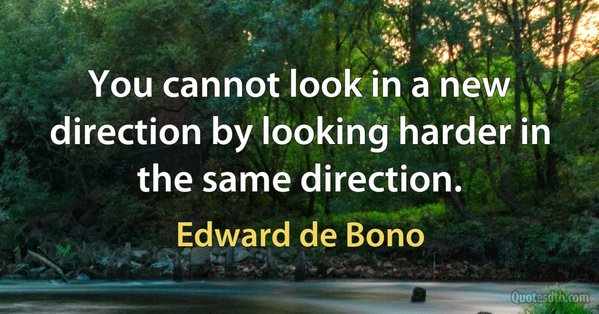 You cannot look in a new direction by looking harder in the same direction. (Edward de Bono)