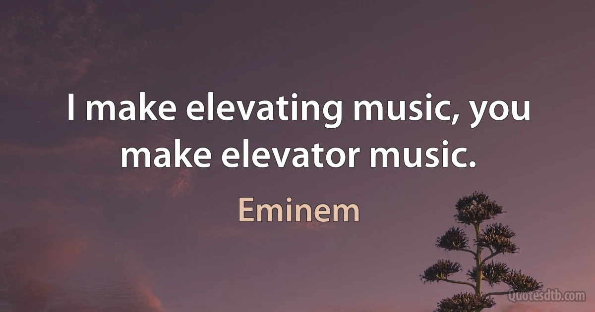 I make elevating music, you make elevator music. (Eminem)