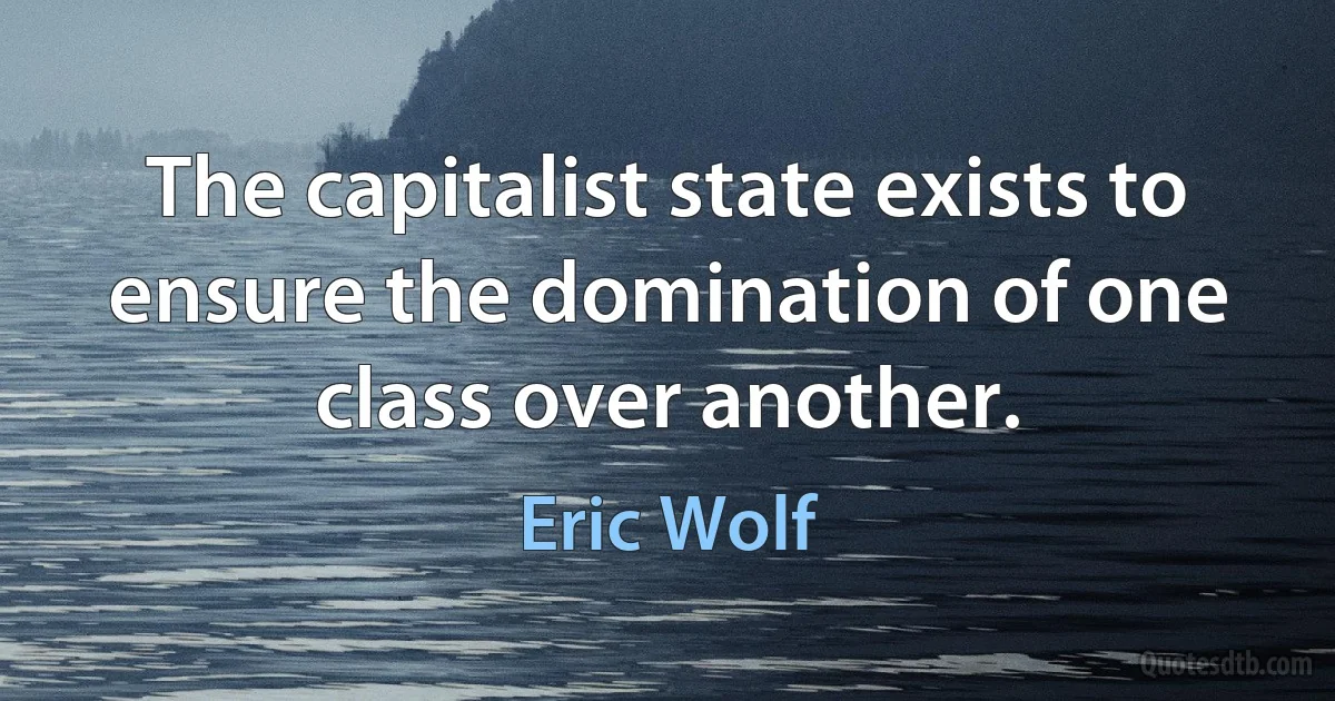 The capitalist state exists to ensure the domination of one class over another. (Eric Wolf)