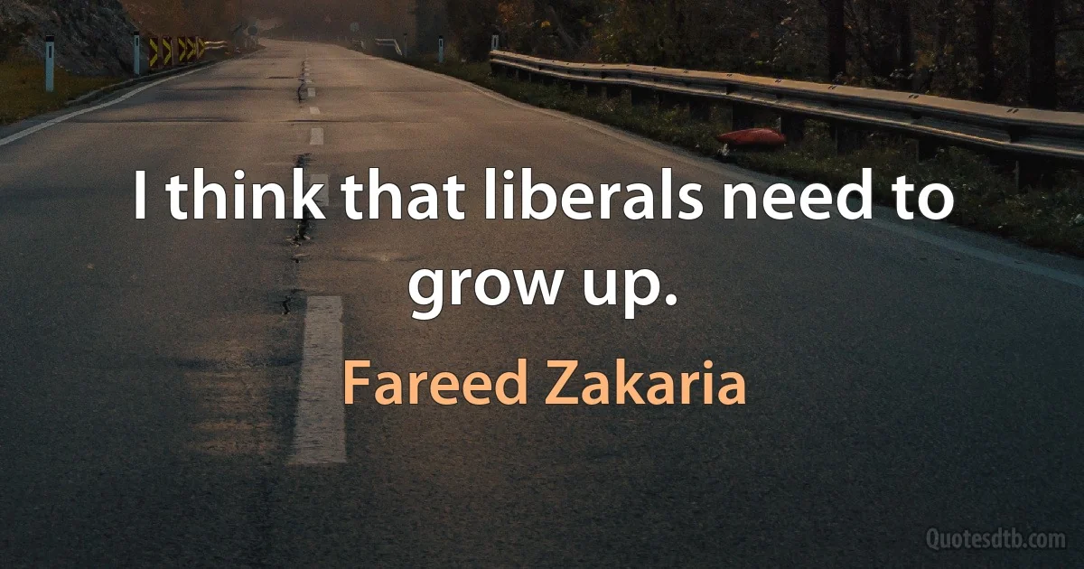 I think that liberals need to grow up. (Fareed Zakaria)