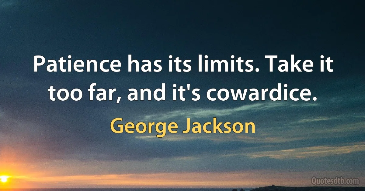 Patience has its limits. Take it too far, and it's cowardice. (George Jackson)