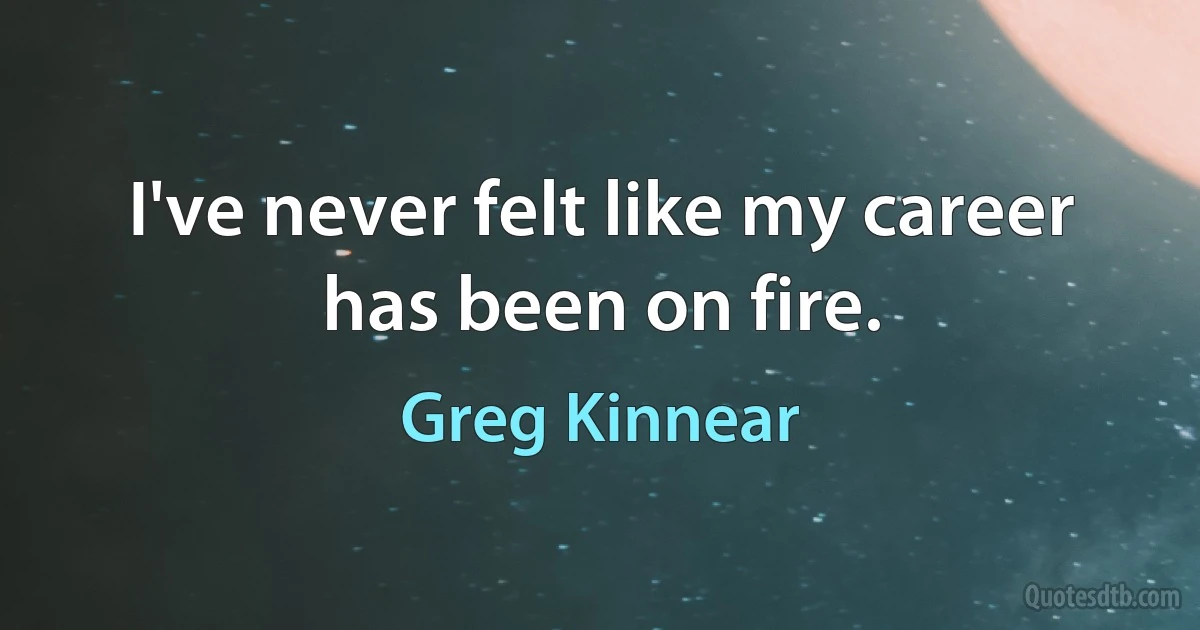 I've never felt like my career has been on fire. (Greg Kinnear)