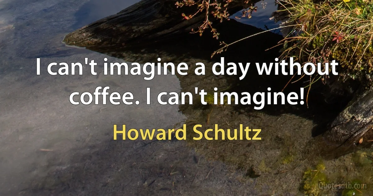 I can't imagine a day without coffee. I can't imagine! (Howard Schultz)