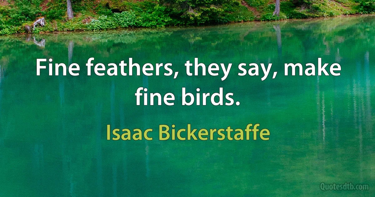 Fine feathers, they say, make fine birds. (Isaac Bickerstaffe)