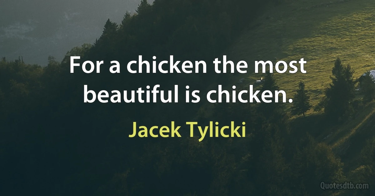 For a chicken the most beautiful is chicken. (Jacek Tylicki)