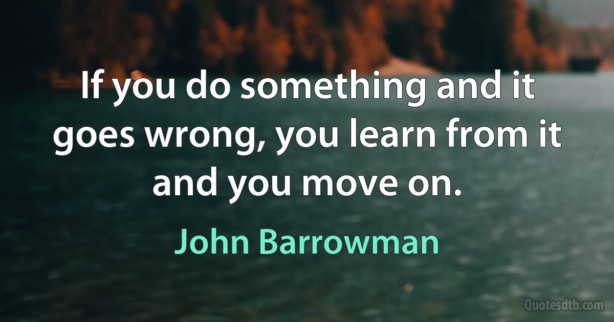 If you do something and it goes wrong, you learn from it and you move on. (John Barrowman)