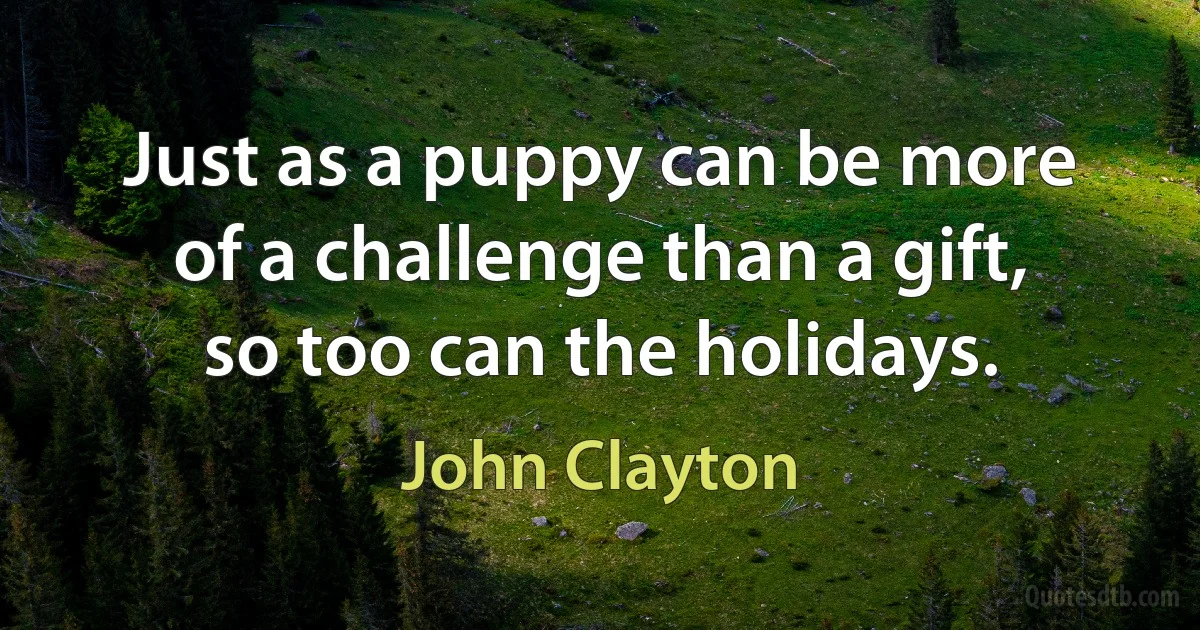 Just as a puppy can be more of a challenge than a gift, so too can the holidays. (John Clayton)