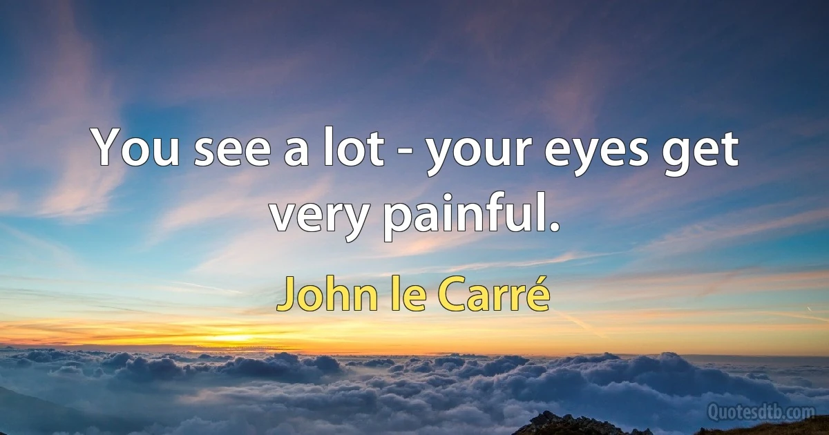 You see a lot - your eyes get very painful. (John le Carré)