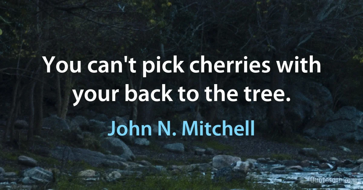 You can't pick cherries with your back to the tree. (John N. Mitchell)