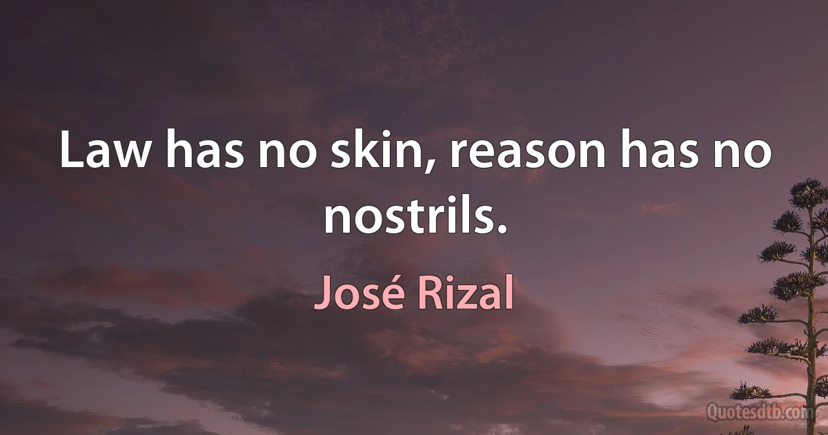 Law has no skin, reason has no nostrils. (José Rizal)