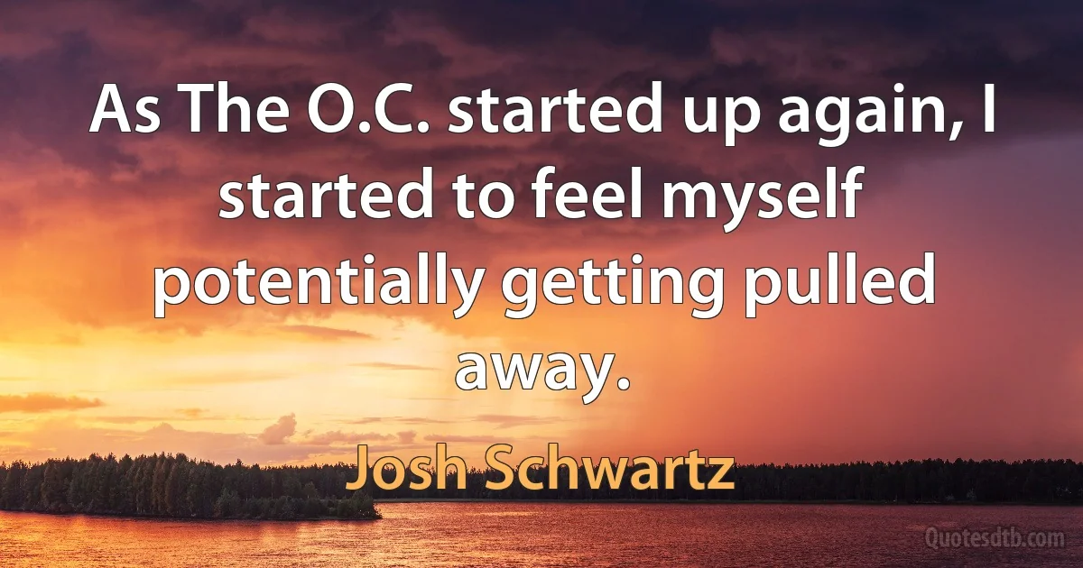 As The O.C. started up again, I started to feel myself potentially getting pulled away. (Josh Schwartz)