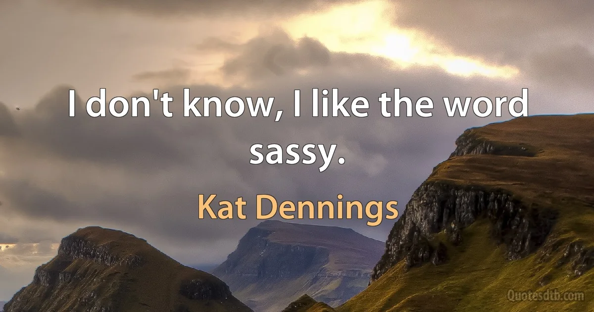 I don't know, I like the word sassy. (Kat Dennings)