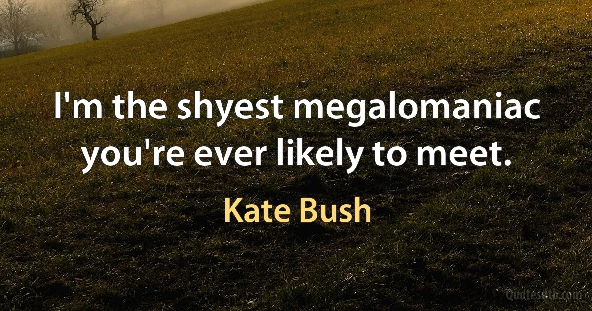 I'm the shyest megalomaniac you're ever likely to meet. (Kate Bush)