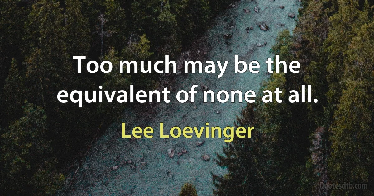 Too much may be the equivalent of none at all. (Lee Loevinger)